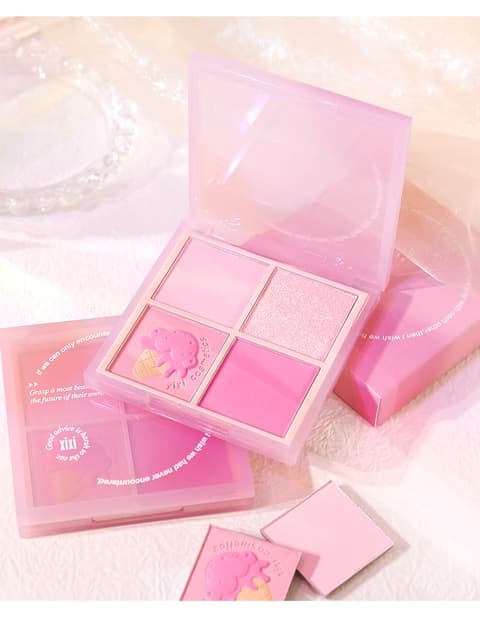 XIXI 4 Color Blush Palette ບຣັສອອນທາແກ້ມ ທີ່ລວມທັງໝົດມາໃຫ້ໃນ1ພາເລດ ໃຫ້ລຸຄ໌ໜ້າຮັກແບບທໍາມະຊາດ