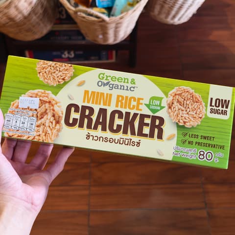 ເຂົ້າກອບນ້ອຍ mini rice cracker 80g. Green&Organic (ຜູ້ປ່ວຍໄຕ, ຄວາມດັນ, ຫົວໃຈ, ເບົາຫວານກີນໄດ້)