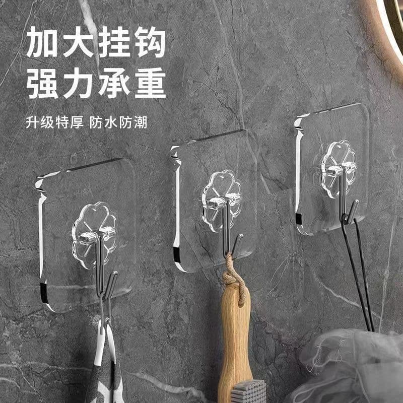 ຂໍຮ້ອຍ 1ຊຸດ/4ອັນ  (Han Shi Liu Jia) – ຂໍແຂວນໃສແບບບໍ່ມີຮອຍ (ຮູບຕົວ S) ພະລັງຕິດແໜ້ນ, ສຳລັບຕິດຝາ, ແຂວນຊັ້ນວາງເຄື່ອງ ແລະ ອຸປະກອນໃນເຮືອນຄົວ. — 3